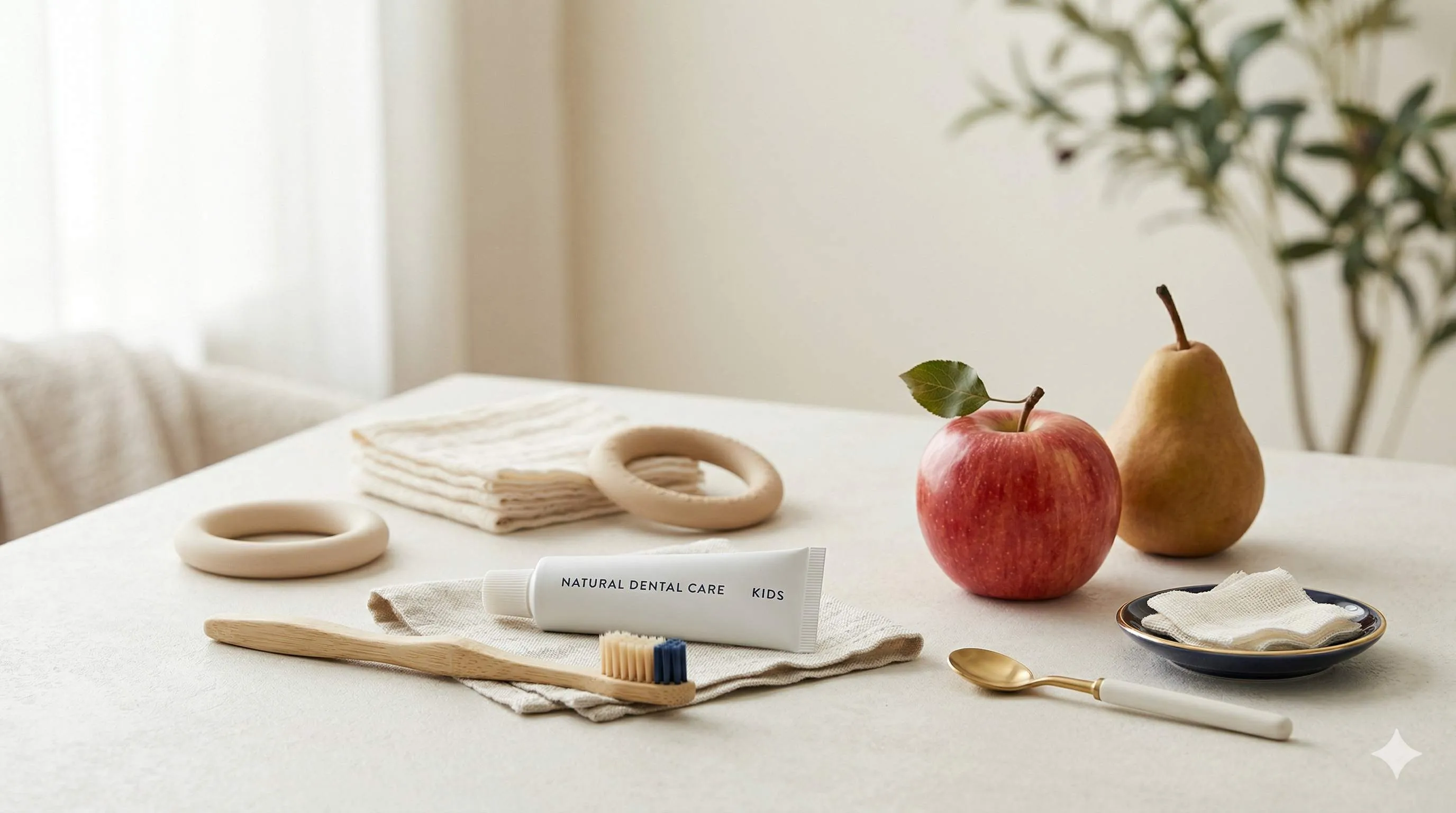 Frutas saudáveis e alimentos para saúde bucal e higiene dental